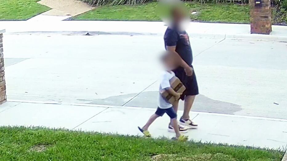 Child caught on camera allegedly stealing package from porch in Texas