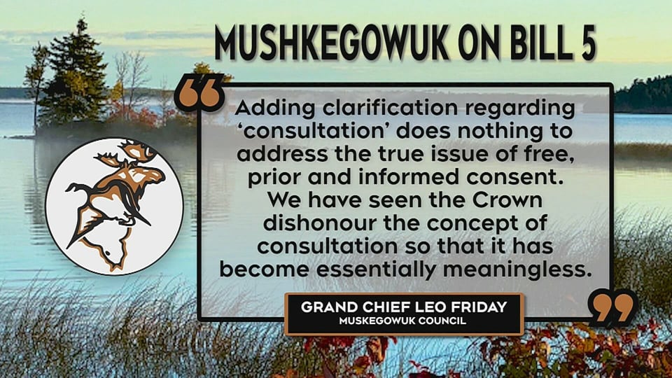 Indigenous groups oppose Bill 5, cite consent issues