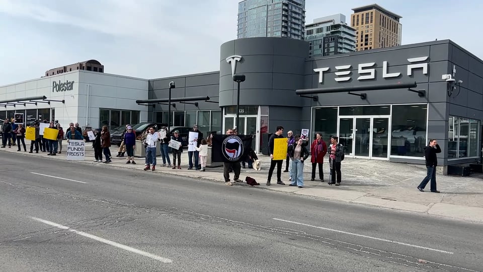 Canadians join wave of 'Tesla Takedown' protests happening across U.S. and Europe