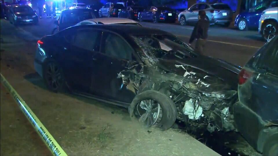 Five injured after alleged impaired driver crashes into several parked vehicles and a pedestrian
